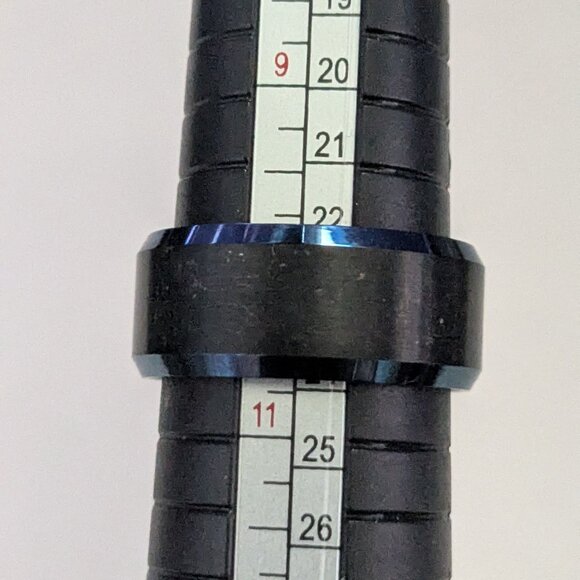 TUNGSTEN CARBIDE Dark Blue Black Wedding Band Ring Size 10.5 - Picture 4 of 5